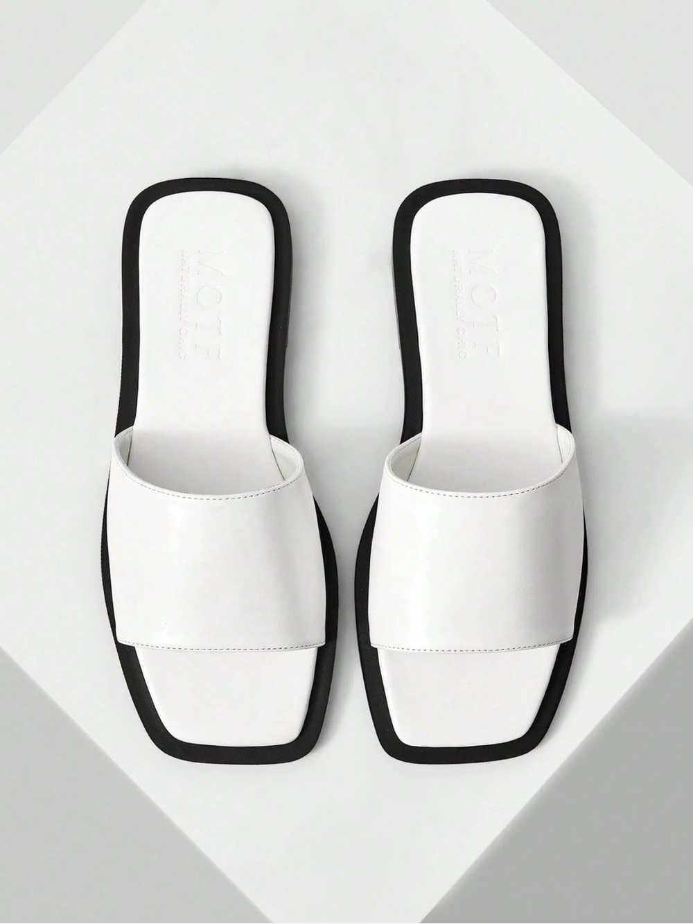 White Slide Sandals with Black Sole - Minimal Women's Slides